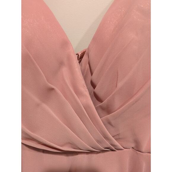 VIP Bridal Bridesmaid Blush Pink Long Formal Gown Spaghetti Strap A-Line 10 - Picture 3 of 11